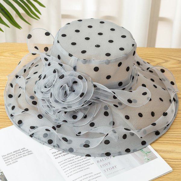 Ladies Large-brimmed Sunscreen Polka Dot Flower Foldable Sun Hat