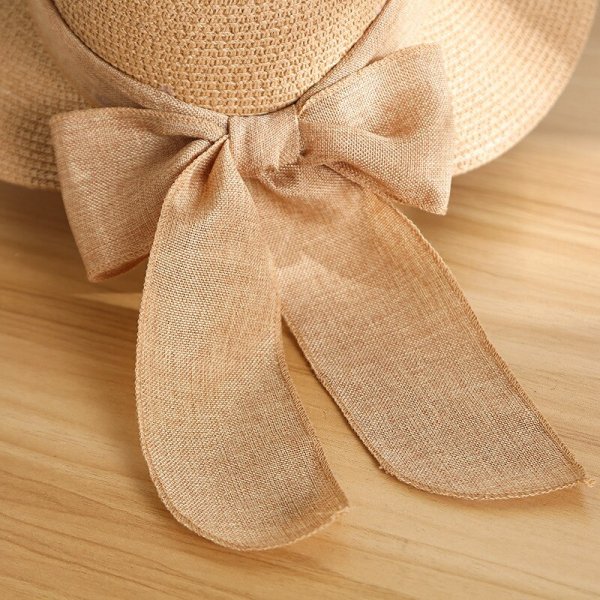 Women's Bow Big Brim Foldable Sun Straw Hat Sunscreen