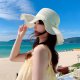 Lace Straw Hat With Wavy Big Brim Bow