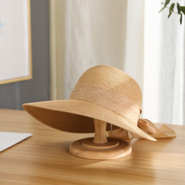 Women's Bow Big Brim Foldable Sun Straw Hat Sunscreen